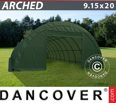 Tenda capannone 9,15x20x4,5m, 600g/m² PVC, Verde