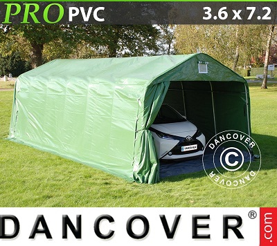 Tenda capannone PRO 3,6x7,2x2,7m PVC con pavimento, Verde / Grigio