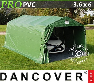 Tenda capannone PRO 3,6x6x2,7m PVC con pavimento, Verde / Grigio